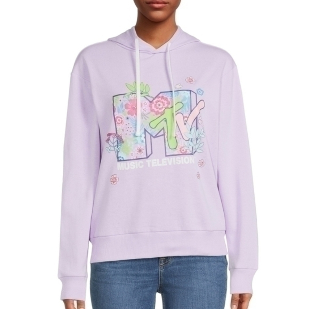 MTV Floral Logo Hoodie Size Small NWOT